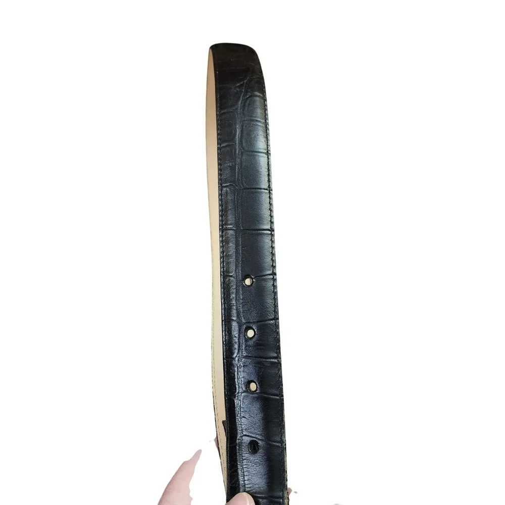Brighton Black Crocodile Embossed Leather Western Buckle Belt Medium‎ 44903